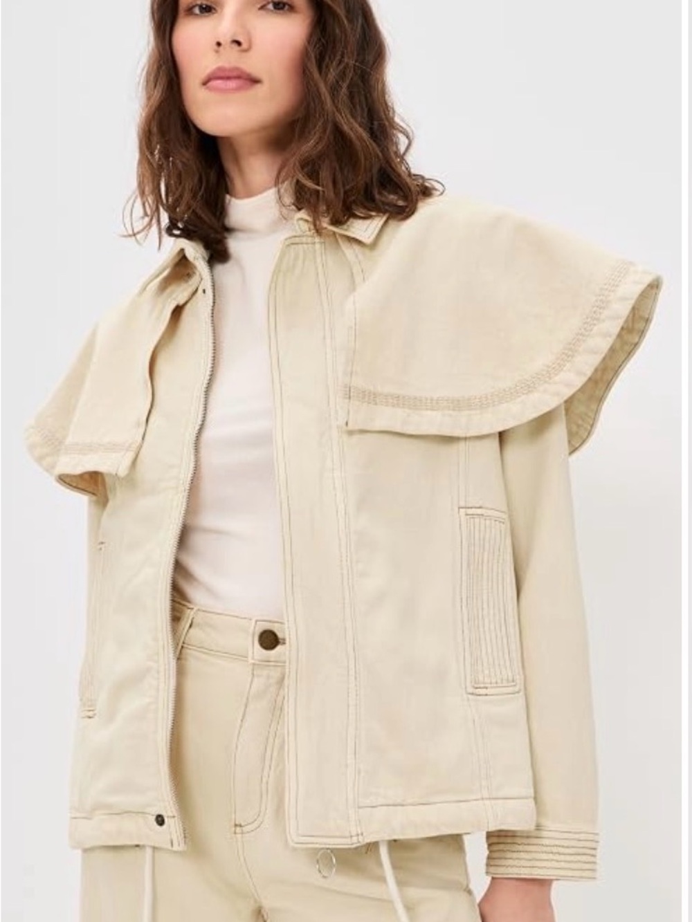 Women's Cream Cape-Style Trench Jacket